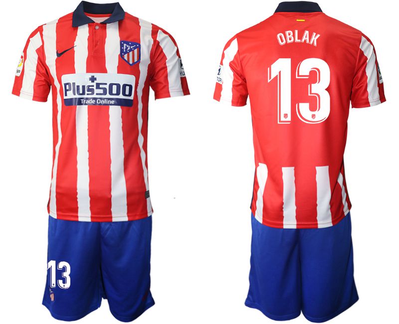 Men 2020-2021 club Atletico Madrid home #13 red Soccer Jerseys